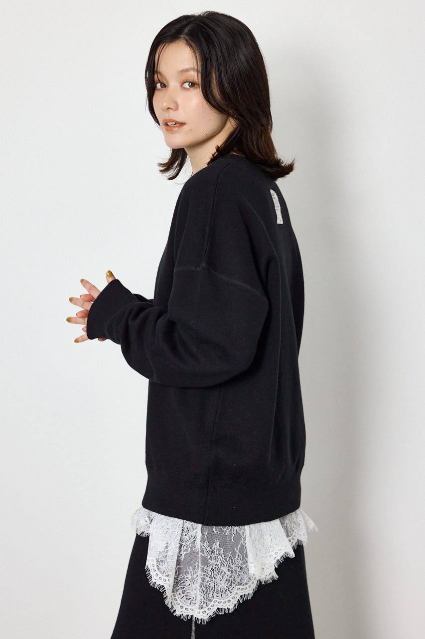 スウェットライクヘンリーニット BLK FREE