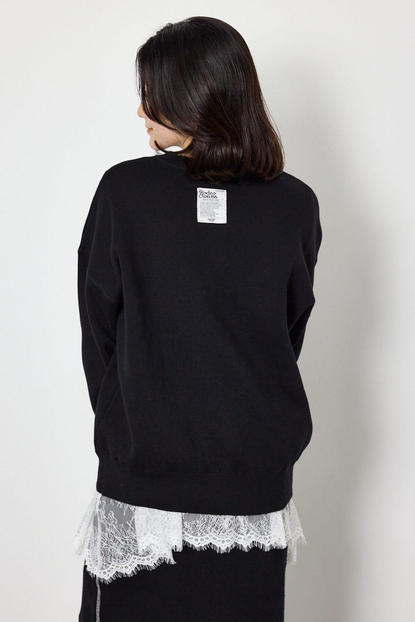 スウェットライクヘンリーニット BLK FREE