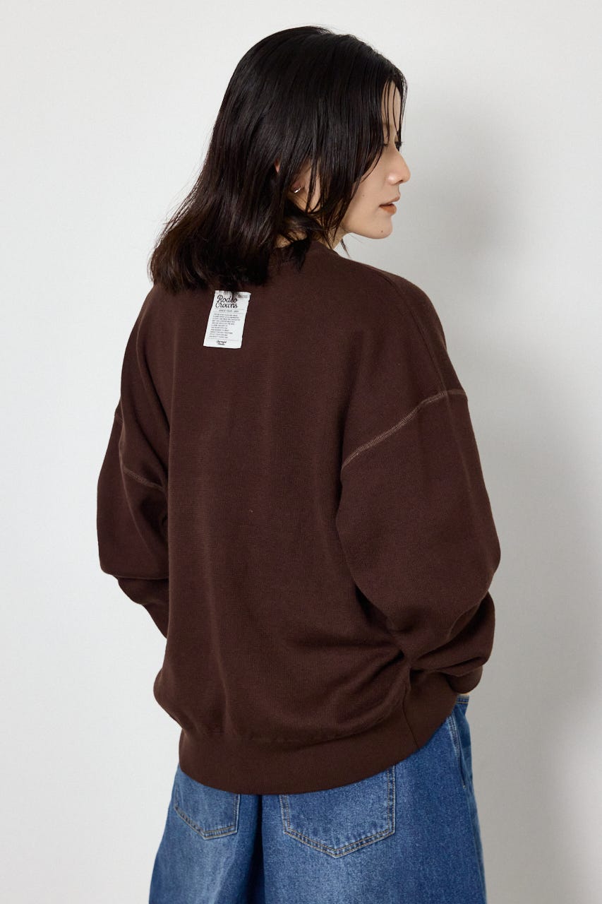 スウェットライクヘンリーニット BRN FREE