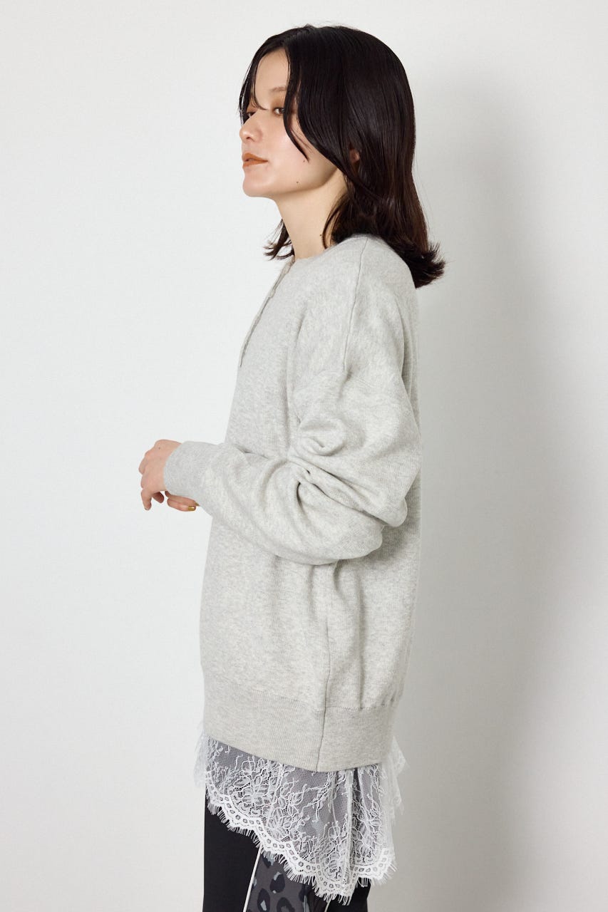 スウェットライクヘンリーニット L/T.GRY FREE