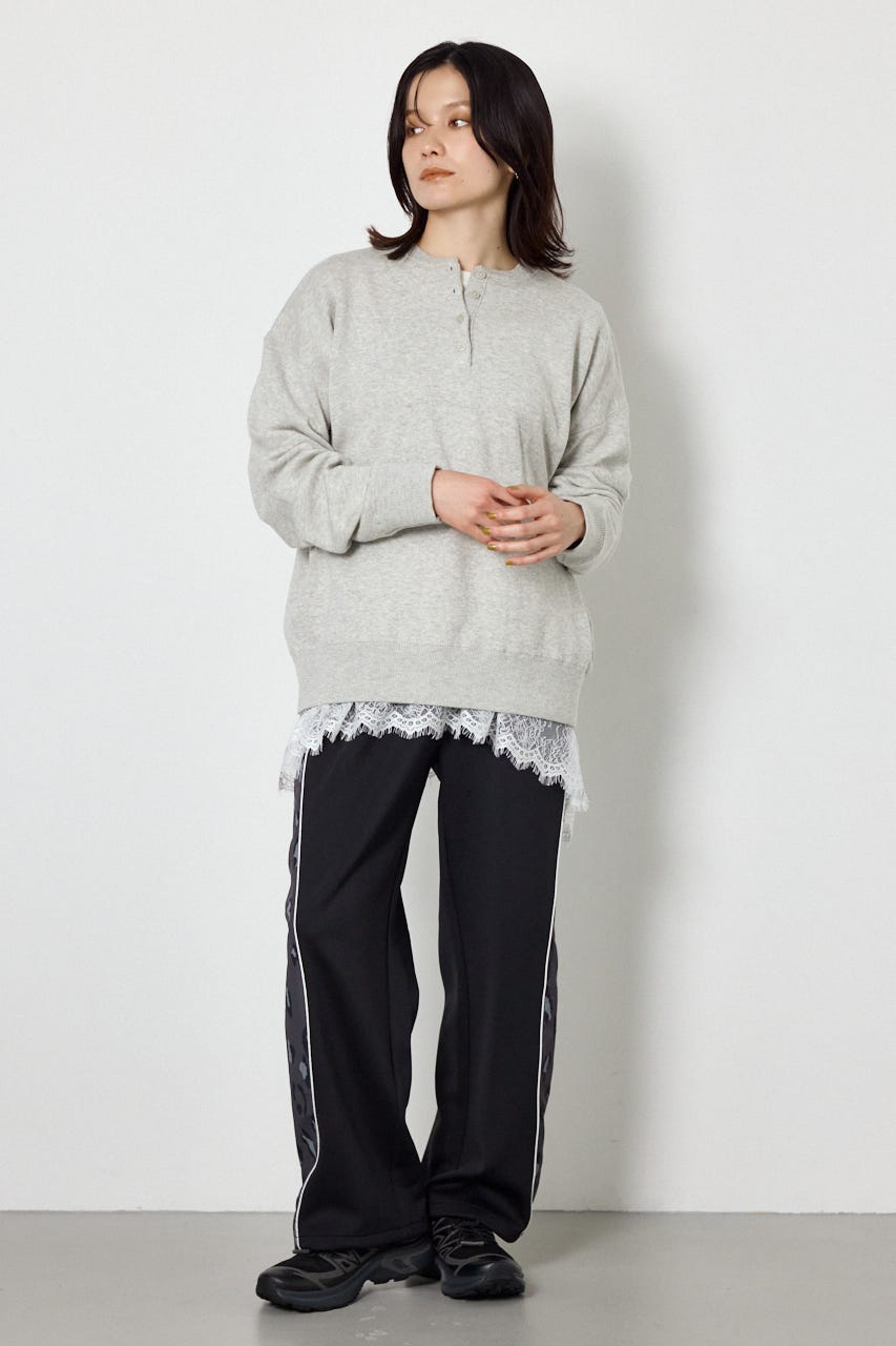 スウェットライクヘンリーニット L/T.GRY FREE