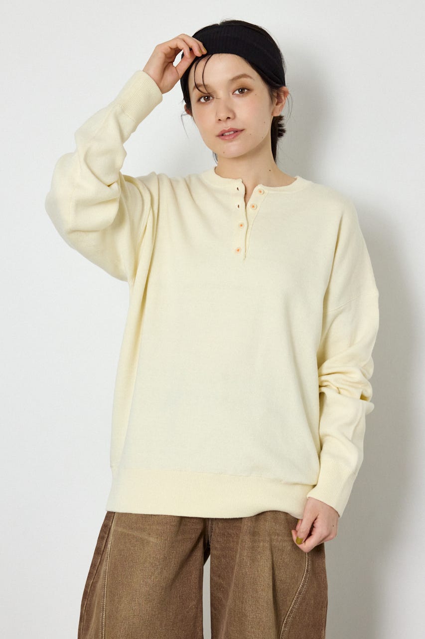 スウェットライクヘンリーニット O/WHT FREE