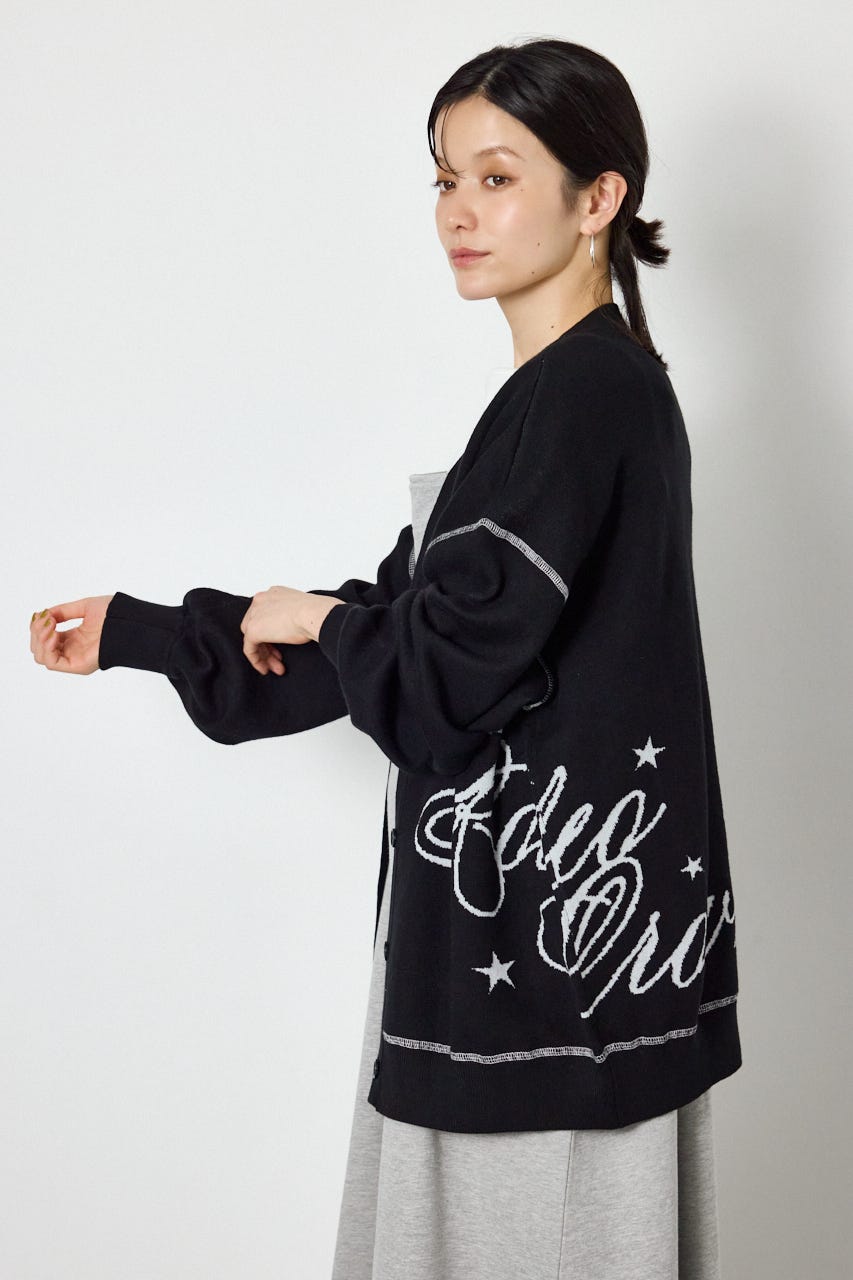 スウェットライクロゴニットカーディガン BLK FREE