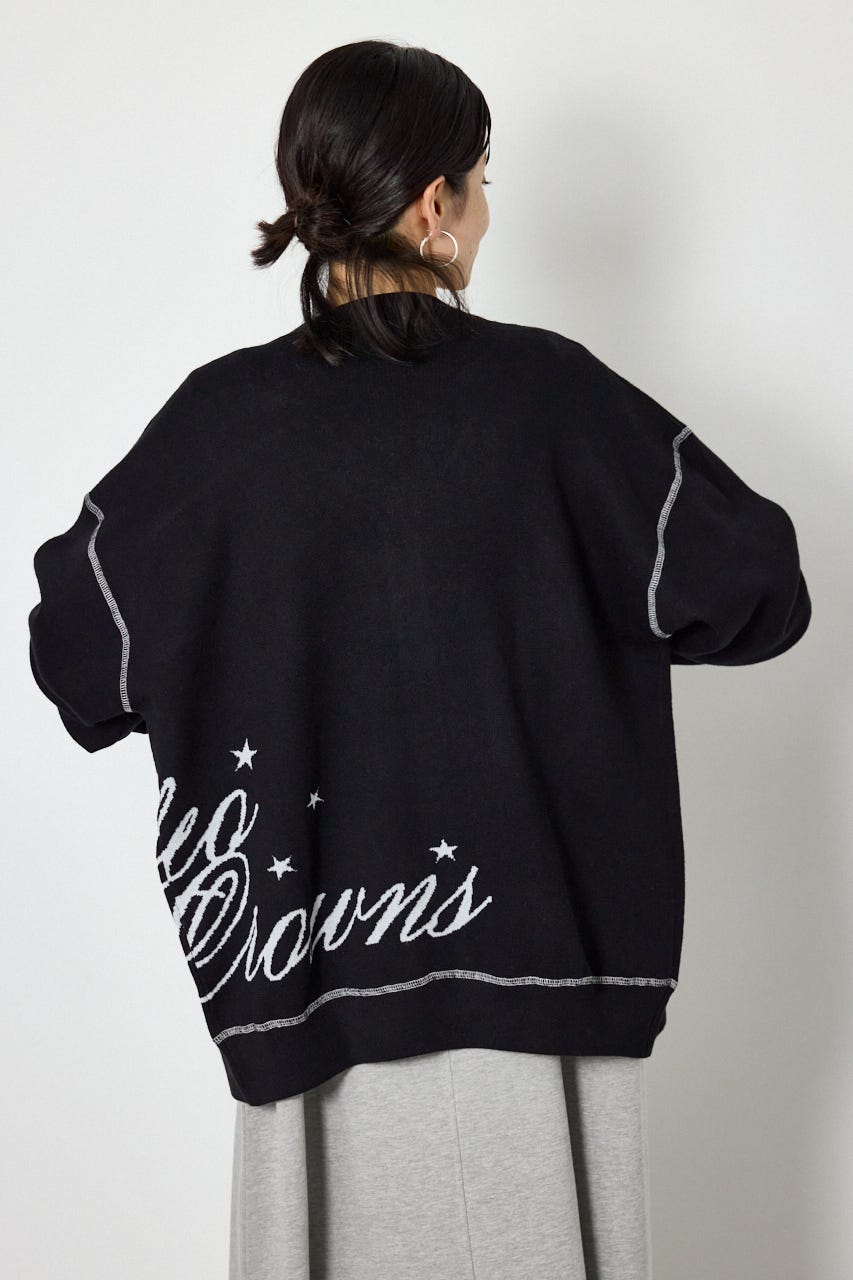 スウェットライクロゴニットカーディガン BLK FREE