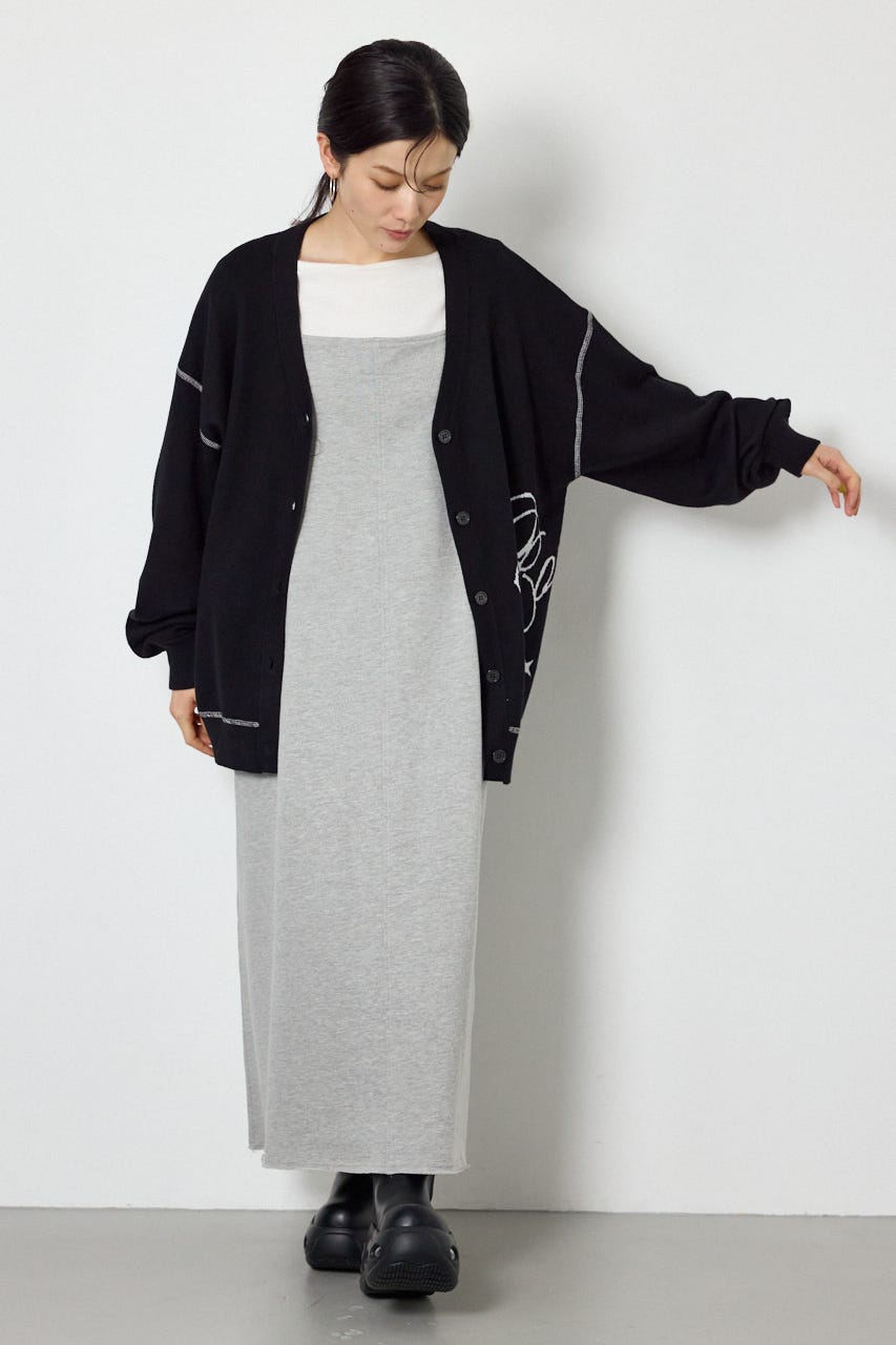 スウェットライクロゴニットカーディガン BLK FREE