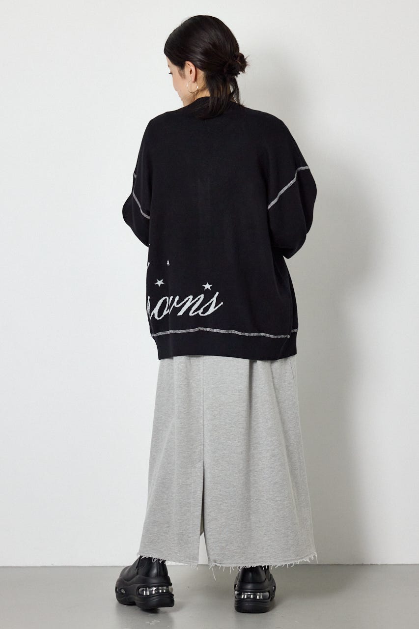 スウェットライクロゴニットカーディガン BLK FREE