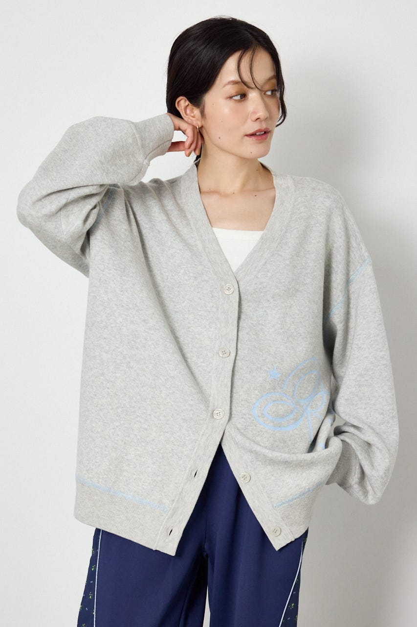 スウェットライクロゴニットカーディガン L/T.GRY FREE