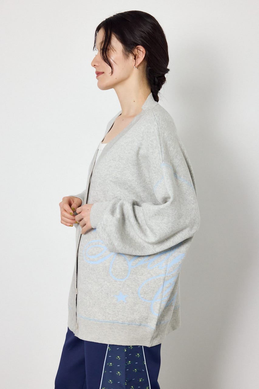 スウェットライクロゴニットカーディガン L/T.GRY FREE