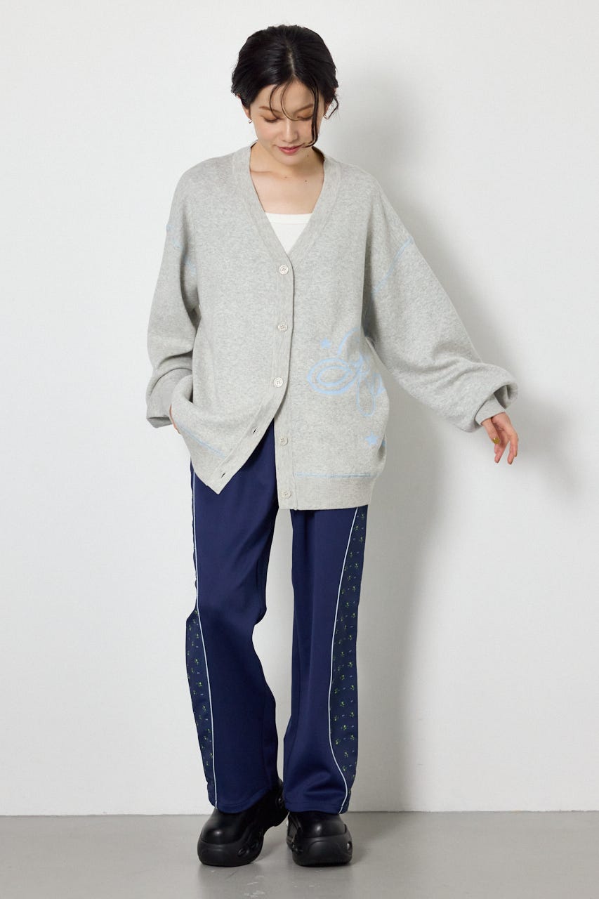 スウェットライクロゴニットカーディガン L/T.GRY FREE