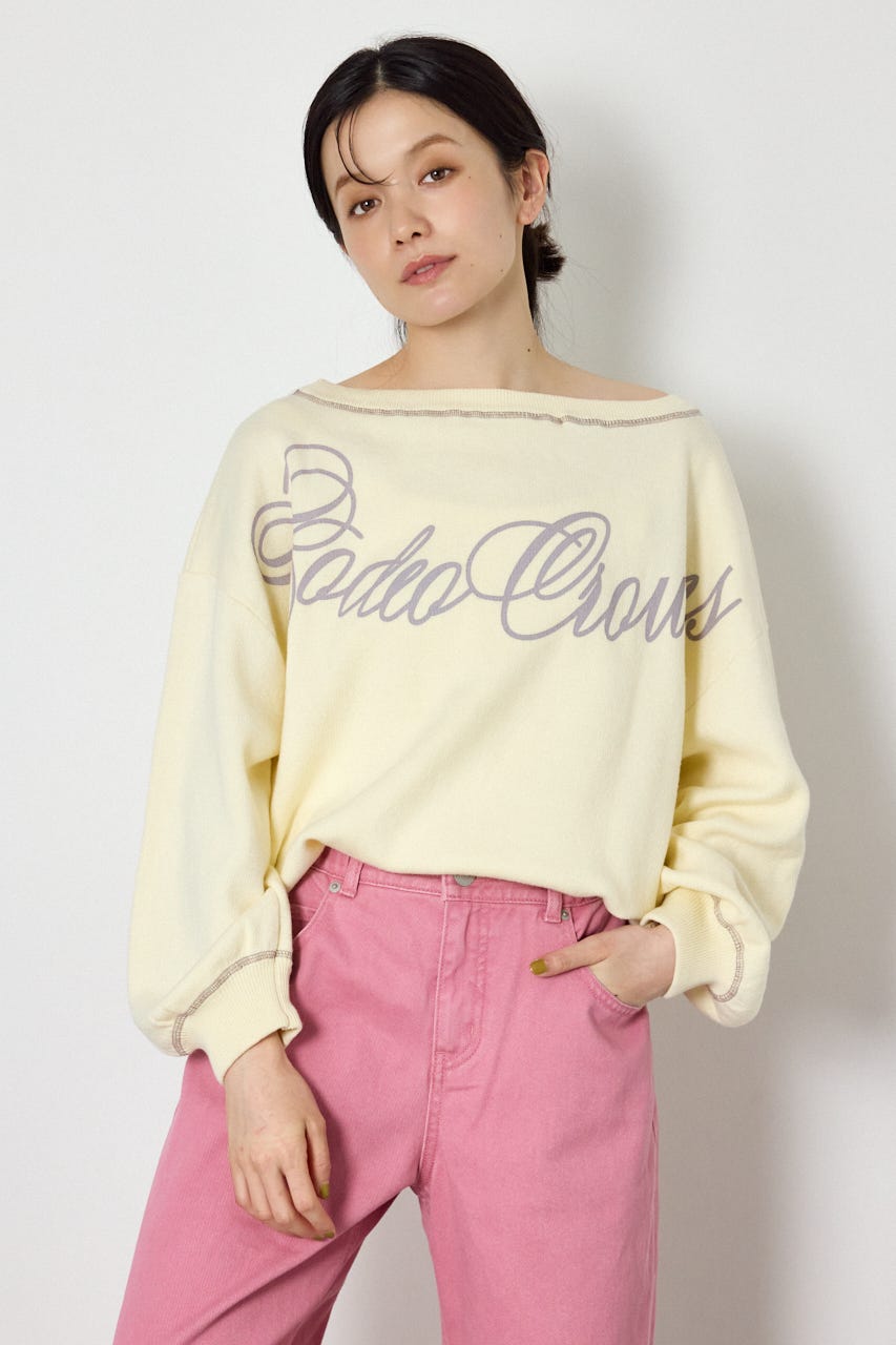 スウェットライク2wayオフショルニットトップス O/WHT FREE
