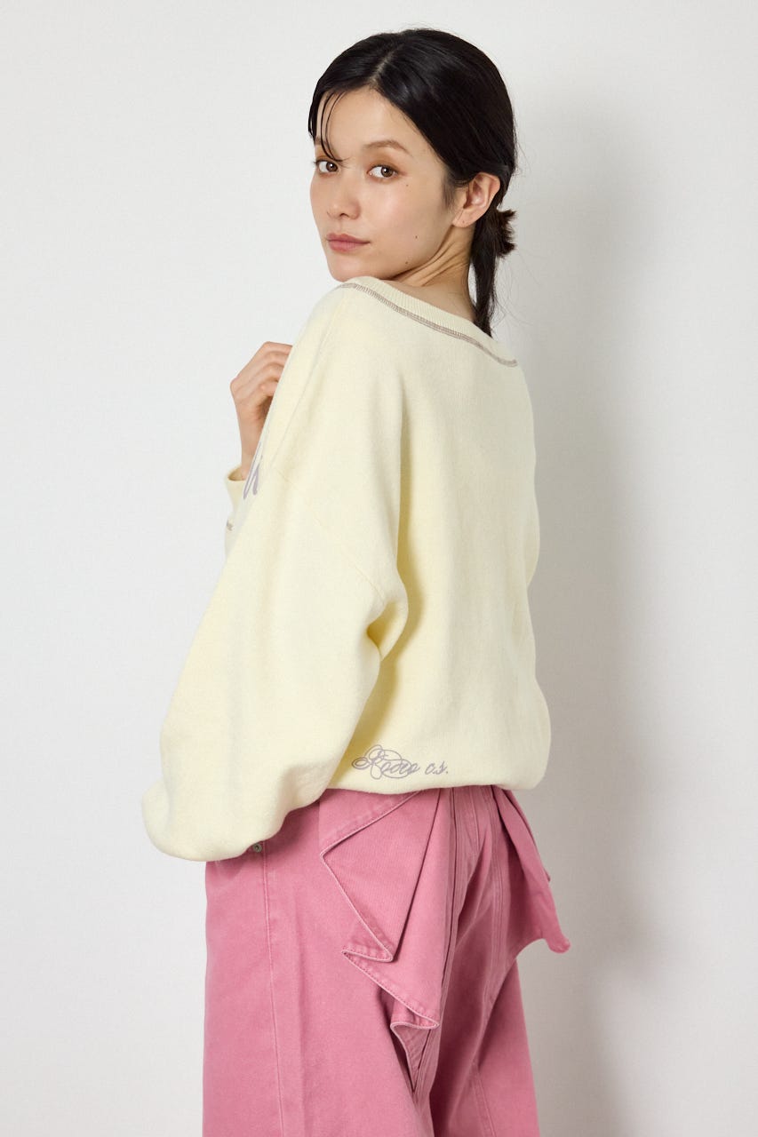スウェットライク2wayオフショルニットトップス O/WHT FREE