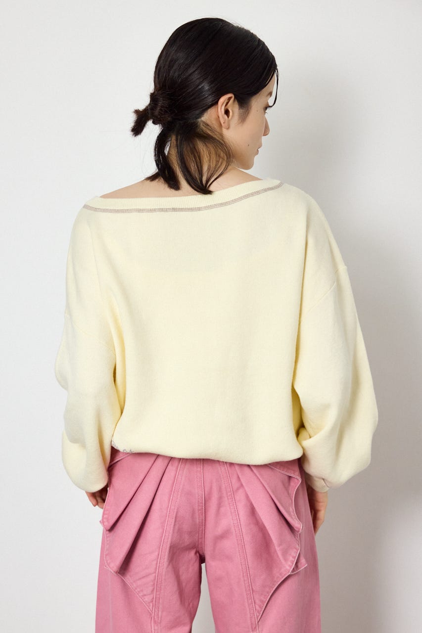 スウェットライク2wayオフショルニットトップス O/WHT FREE
