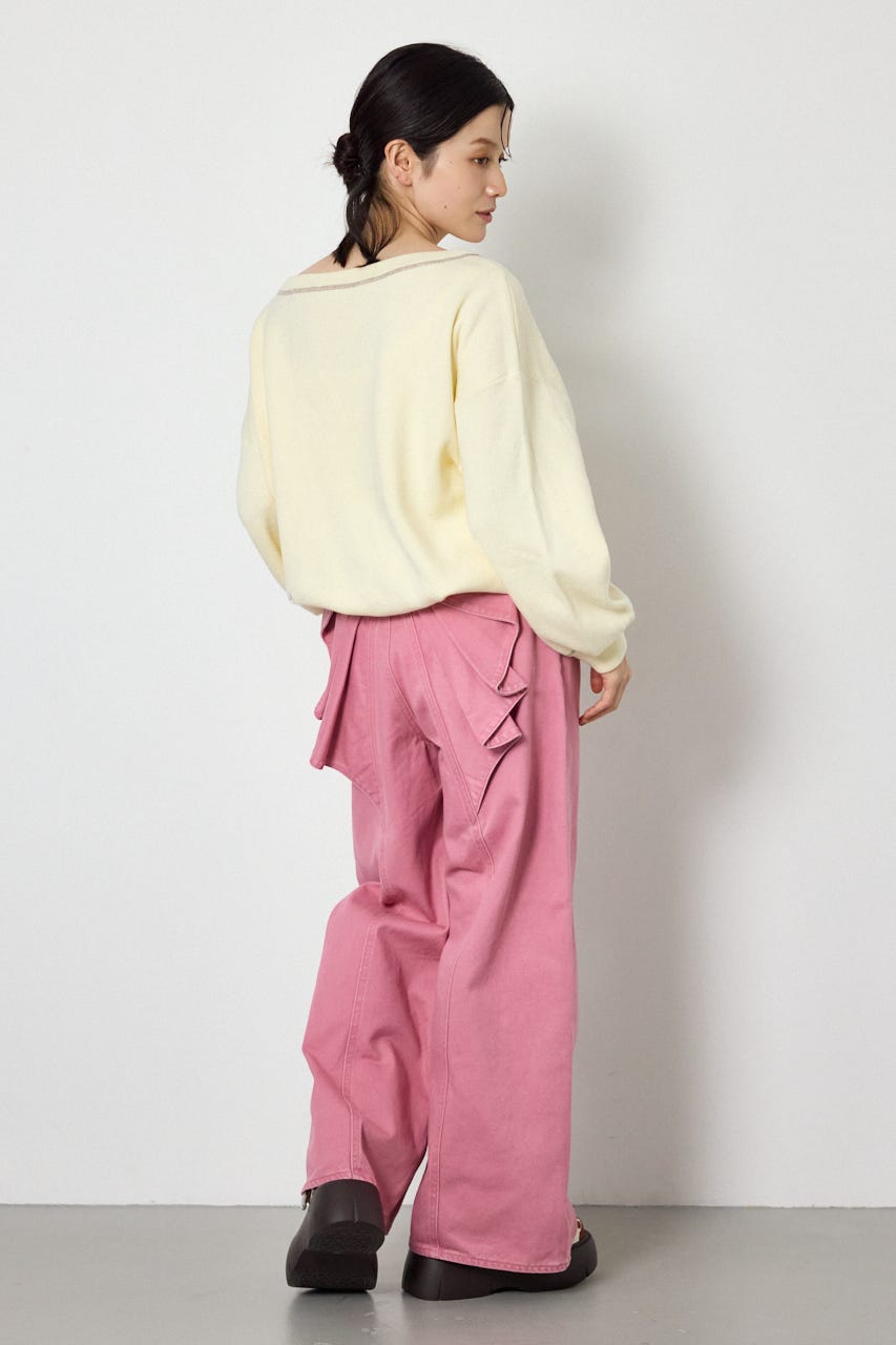 スウェットライク2wayオフショルニットトップス O/WHT FREE
