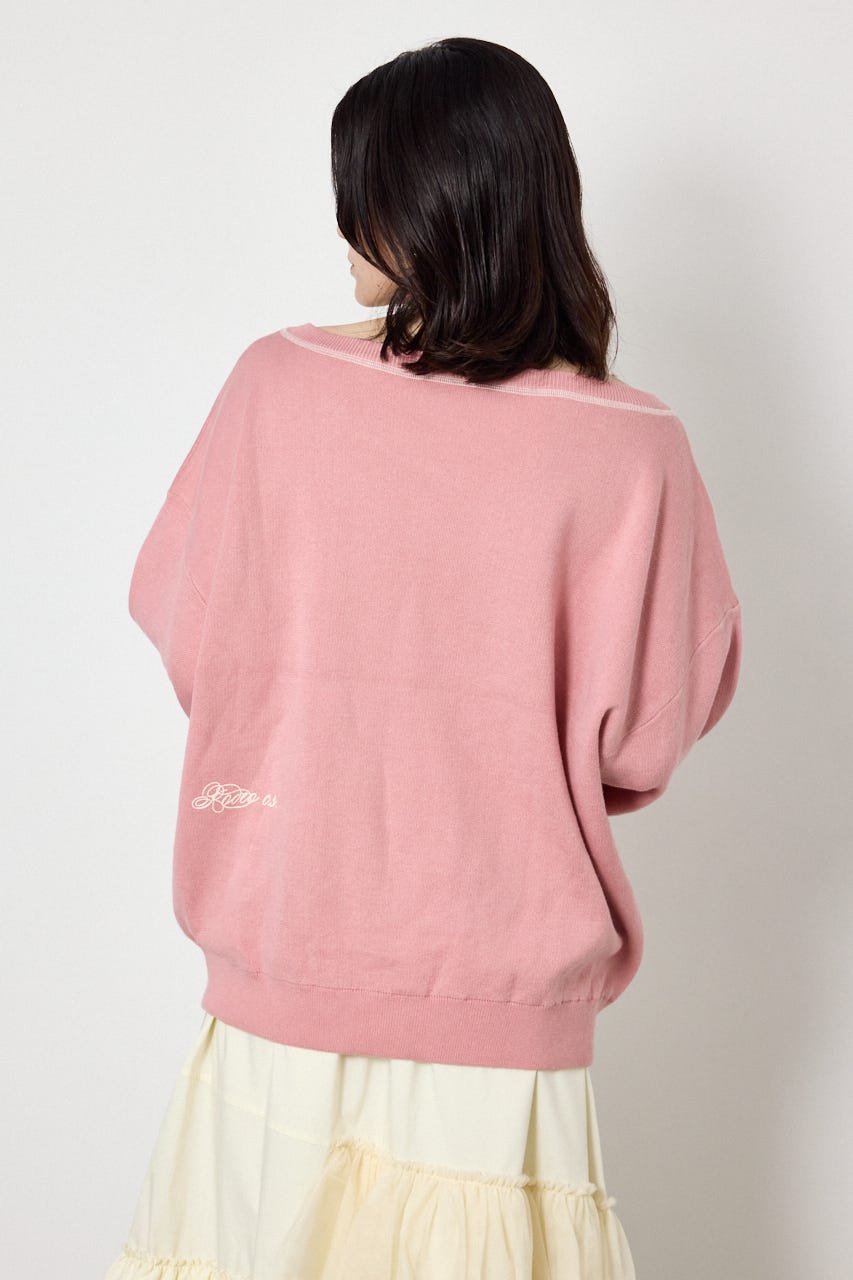 スウェットライク2wayオフショルニットトップス PNK FREE