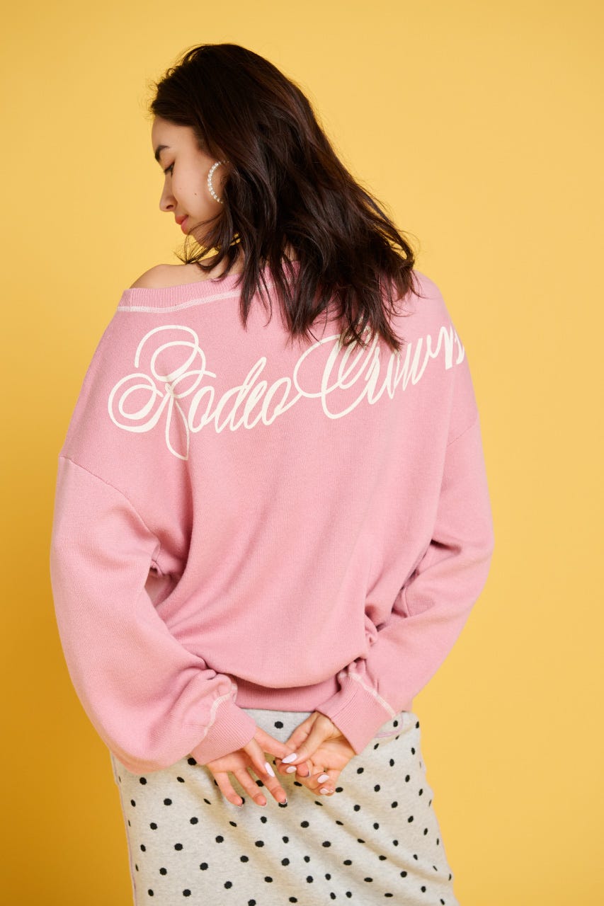 スウェットライク2wayオフショルニットトップス PNK FREE