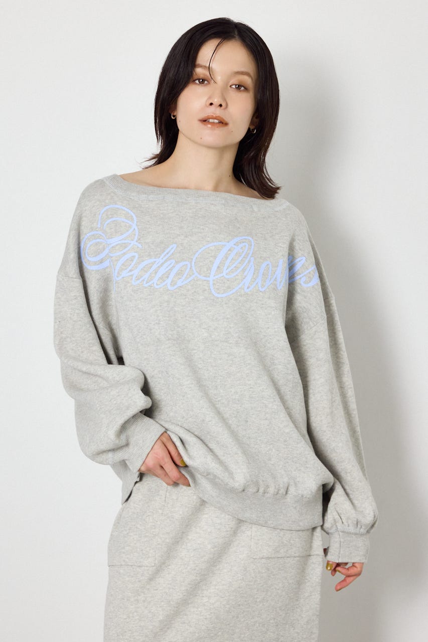 スウェットライク2wayオフショルニットトップス T.GRY FREE