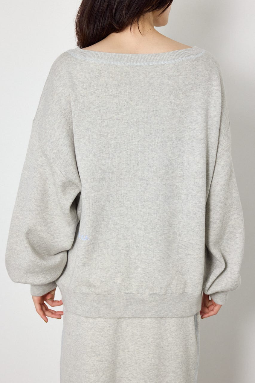 スウェットライク2wayオフショルニットトップス T.GRY FREE