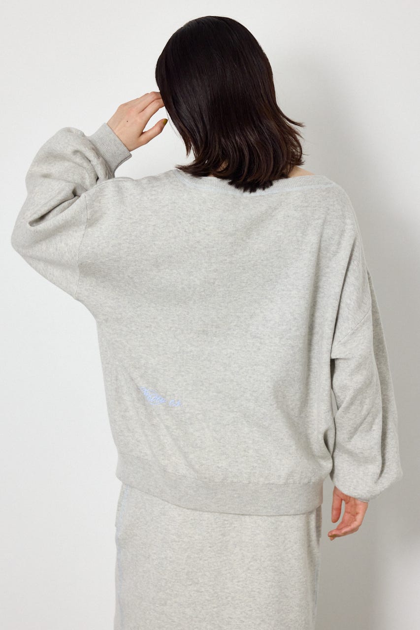 スウェットライク2wayオフショルニットトップス T.GRY FREE