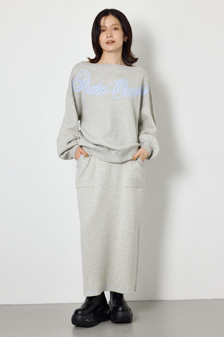 スウェットライク2wayオフショルニットトップス T.GRY FREE