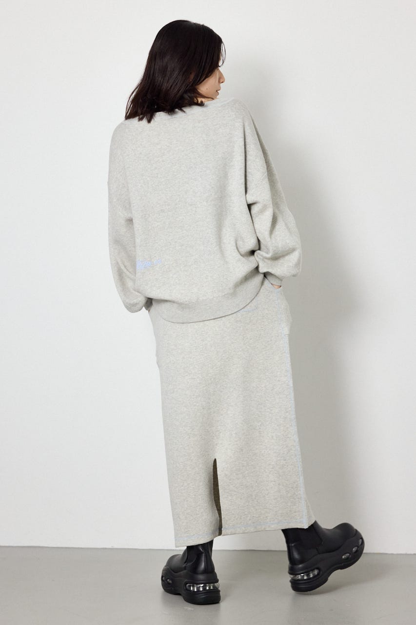 スウェットライク2wayオフショルニットトップス T.GRY FREE