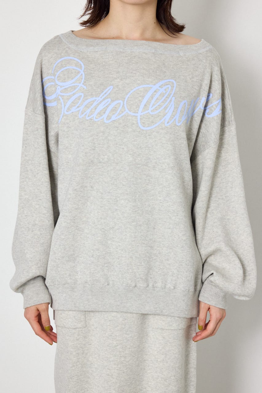スウェットライク2wayオフショルニットトップス T.GRY FREE