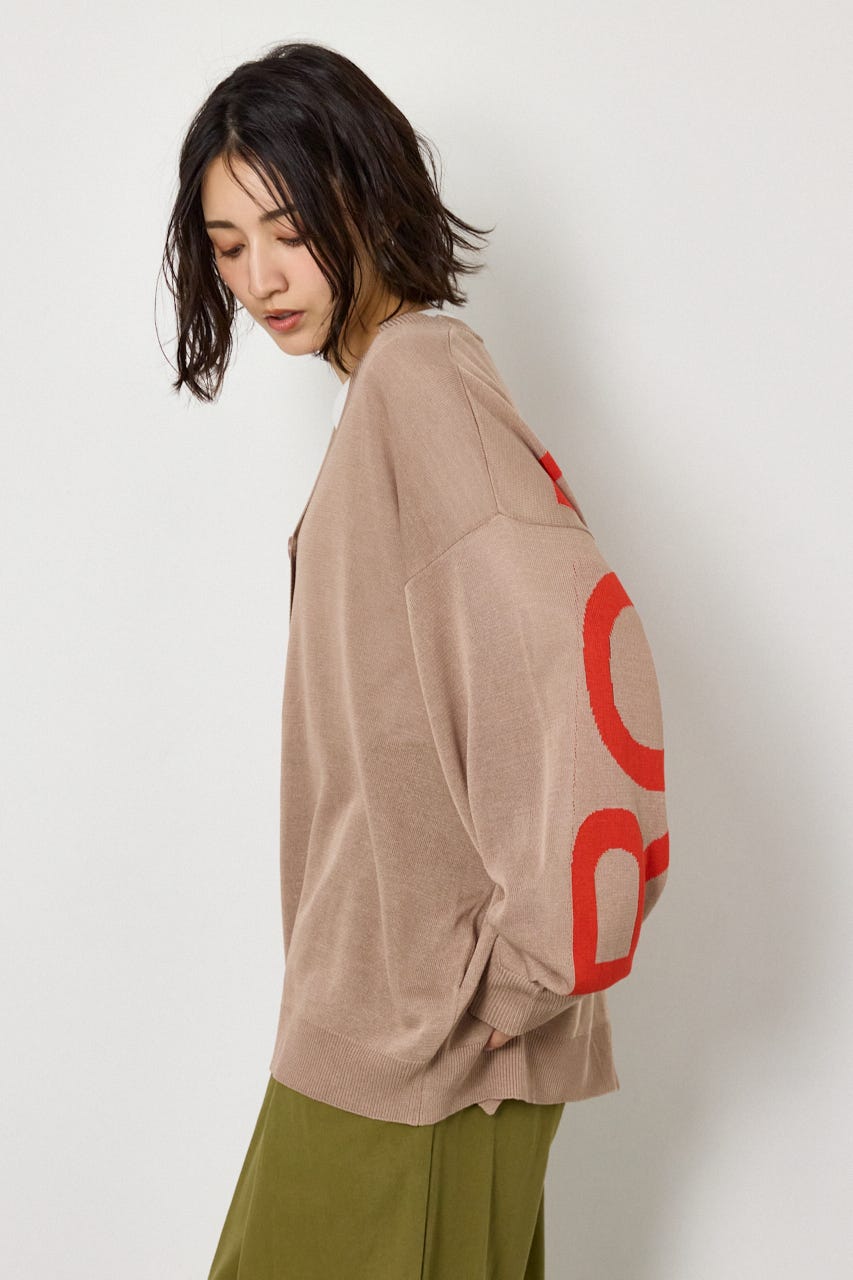 WIDE LOGO ニットカーディガン BEG FREE