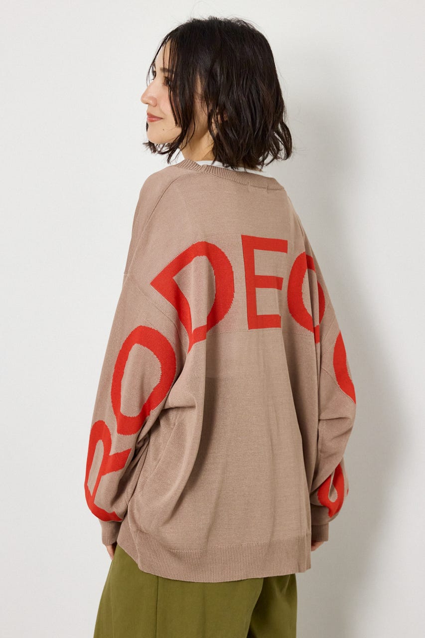 WIDE LOGO ニットカーディガン BEG FREE
