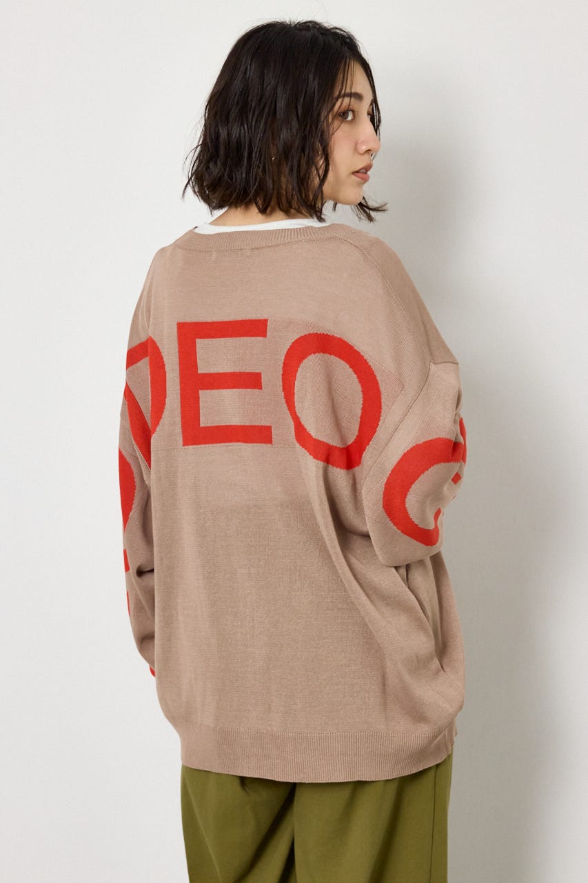 WIDE LOGO ニットカーディガン BEG FREE