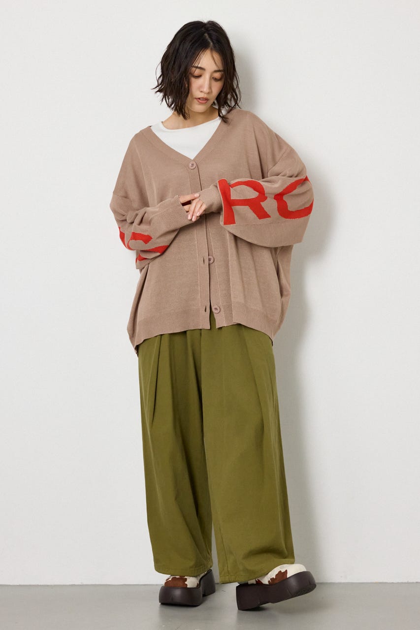 WIDE LOGO ニットカーディガン BEG FREE