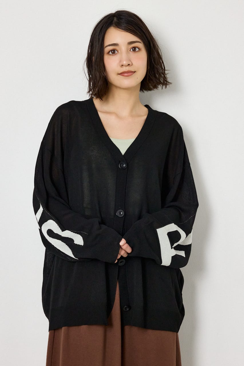 WIDE LOGO ニットカーディガン BLK FREE