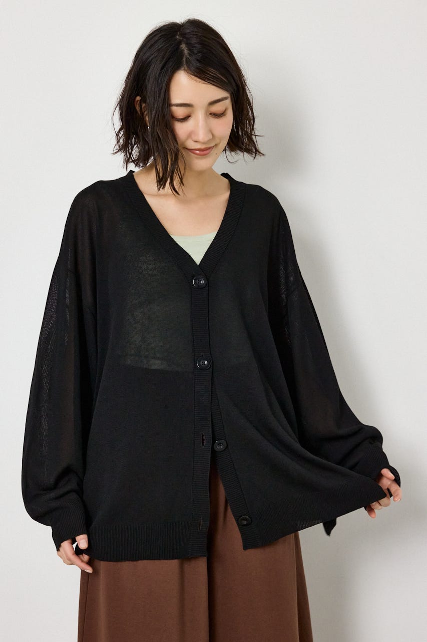 WIDE LOGO ニットカーディガン BLK FREE