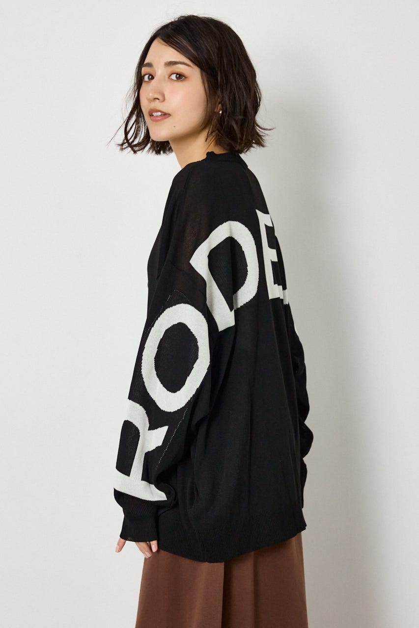 WIDE LOGO ニットカーディガン BLK FREE