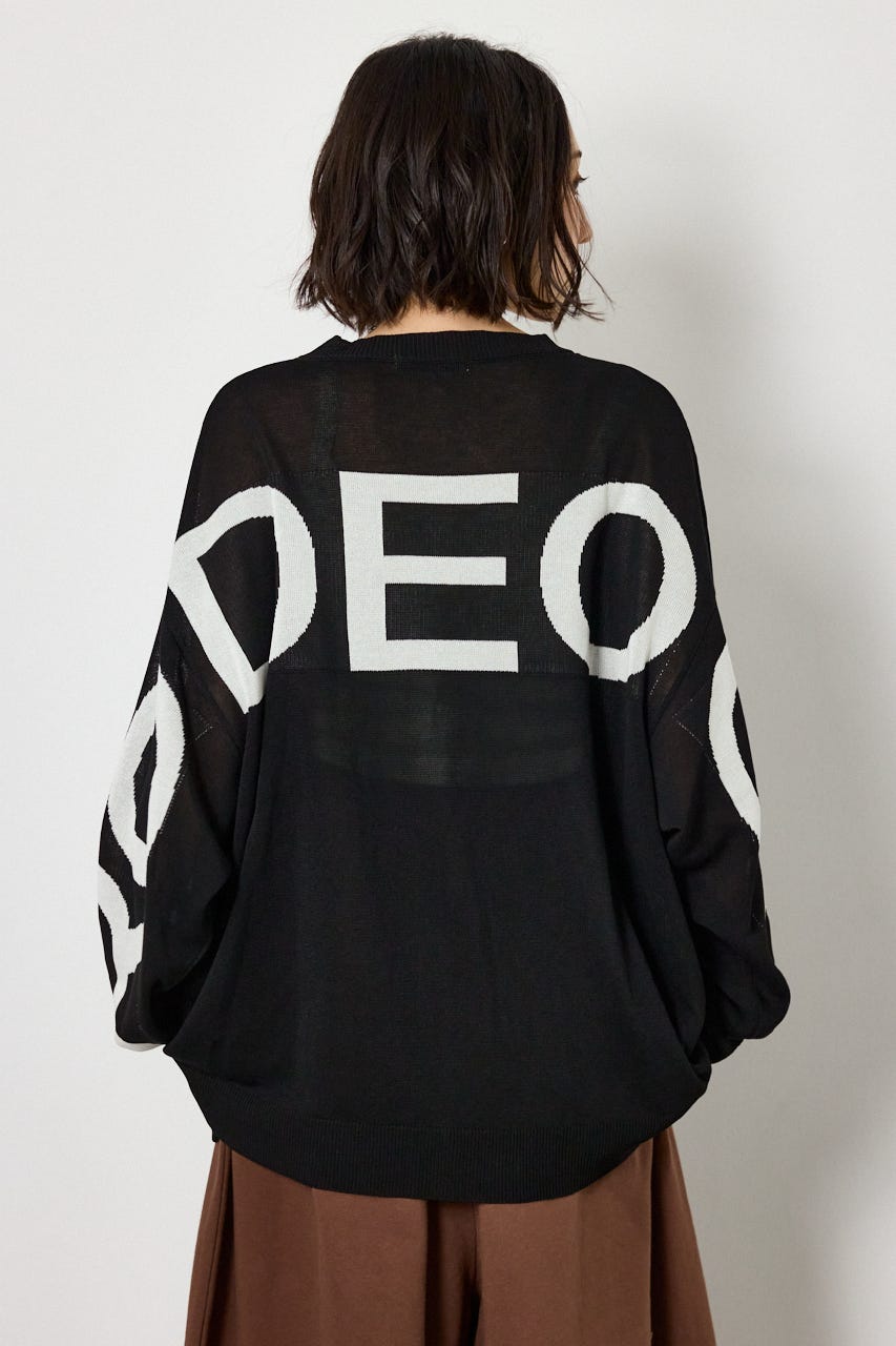 WIDE LOGO ニットカーディガン BLK FREE