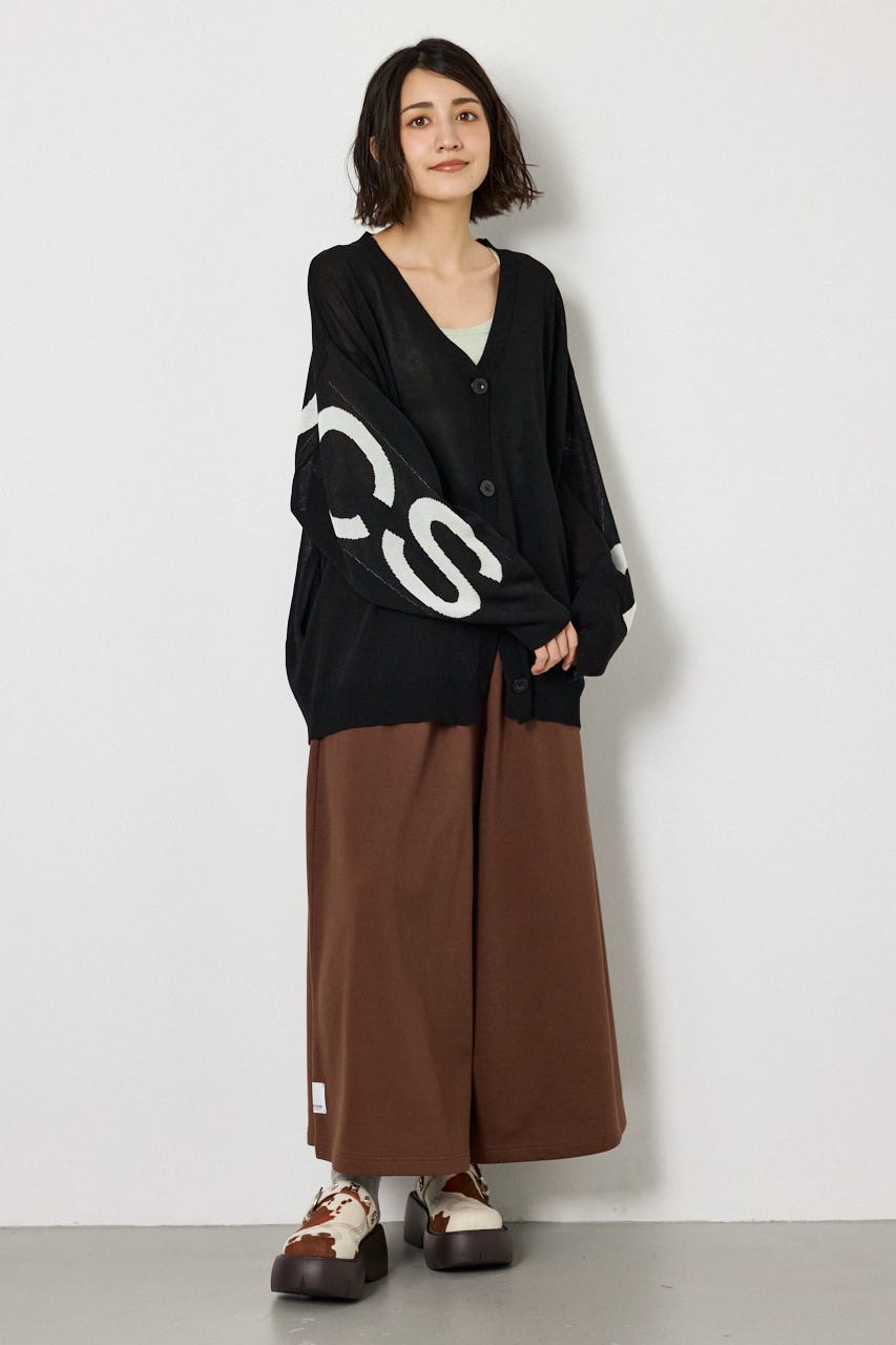 WIDE LOGO ニットカーディガン BLK FREE