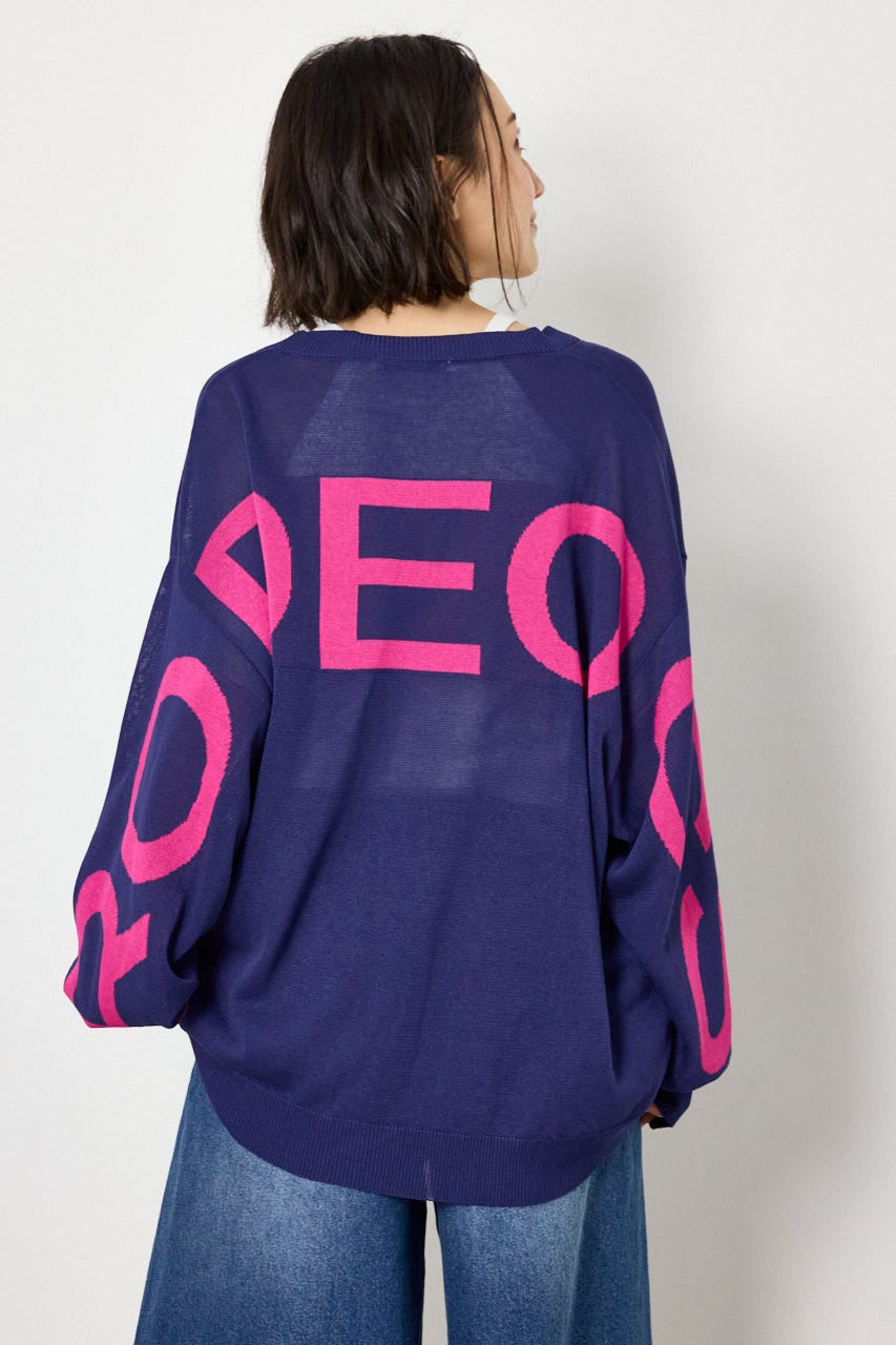WIDE LOGO ニットカーディガン L/NVY FREE