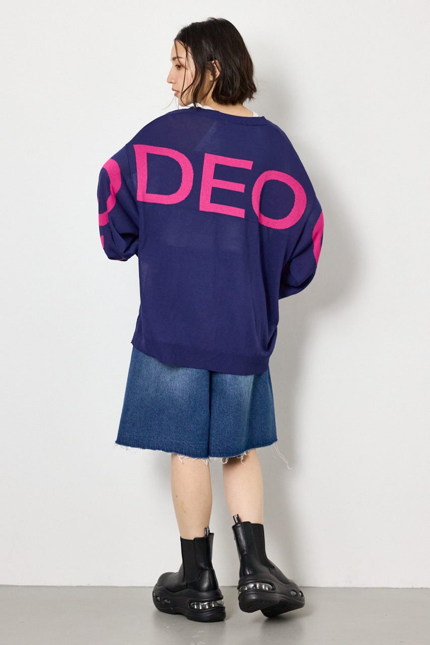 WIDE LOGO ニットカーディガン L/NVY FREE