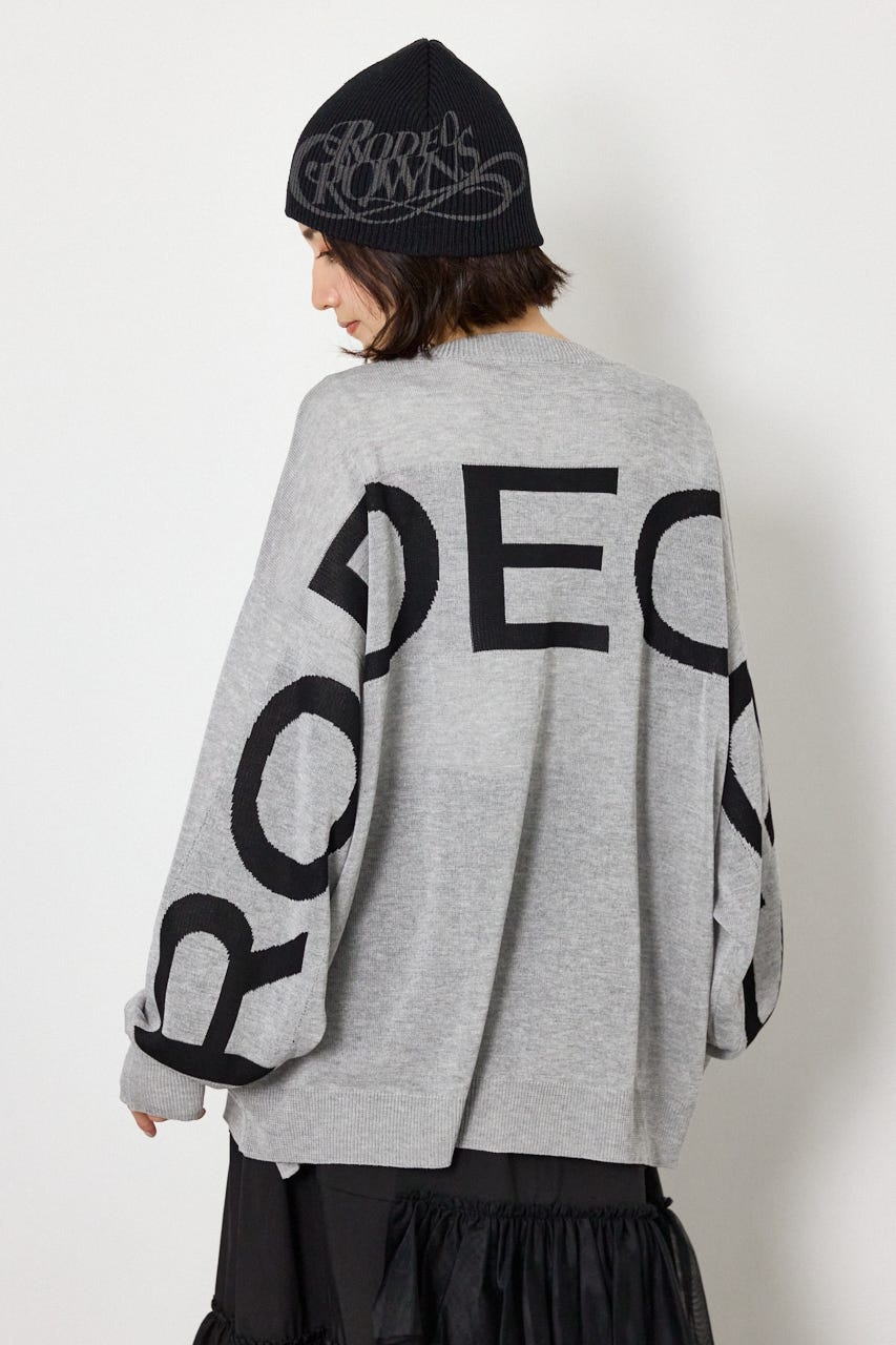 WIDE LOGO ニットカーディガン L/T.GRY FREE