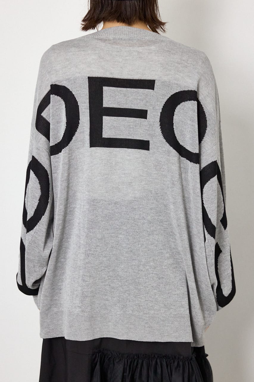 WIDE LOGO ニットカーディガン L/T.GRY FREE