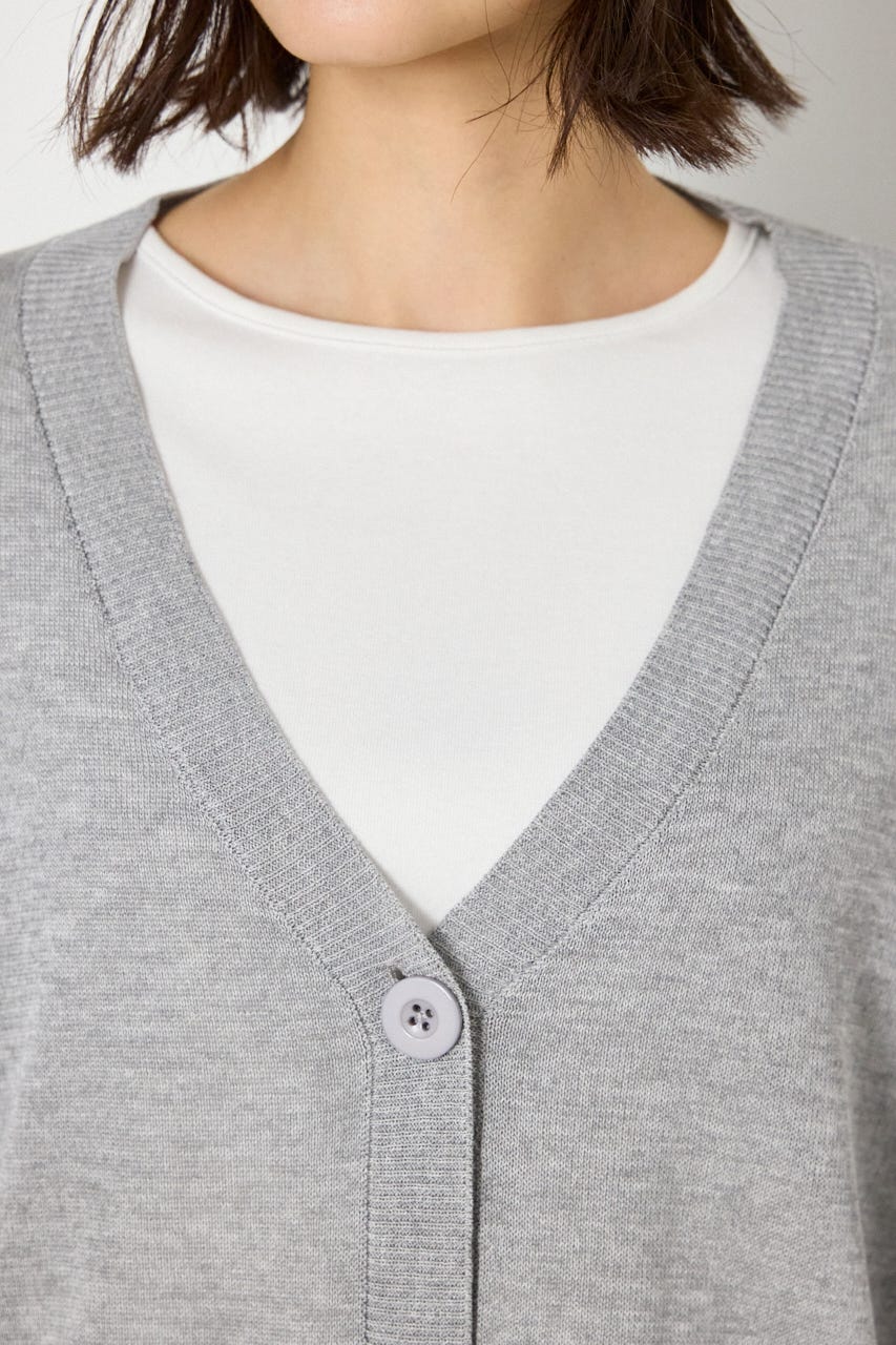 WIDE LOGO ニットカーディガン L/T.GRY FREE