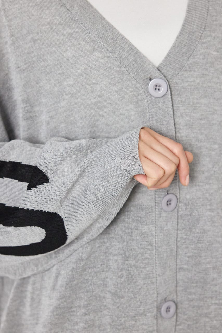 WIDE LOGO ニットカーディガン L/T.GRY FREE