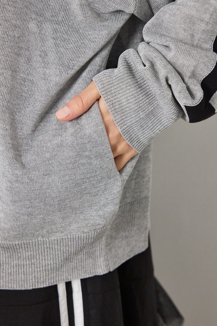 WIDE LOGO ニットカーディガン L/T.GRY FREE