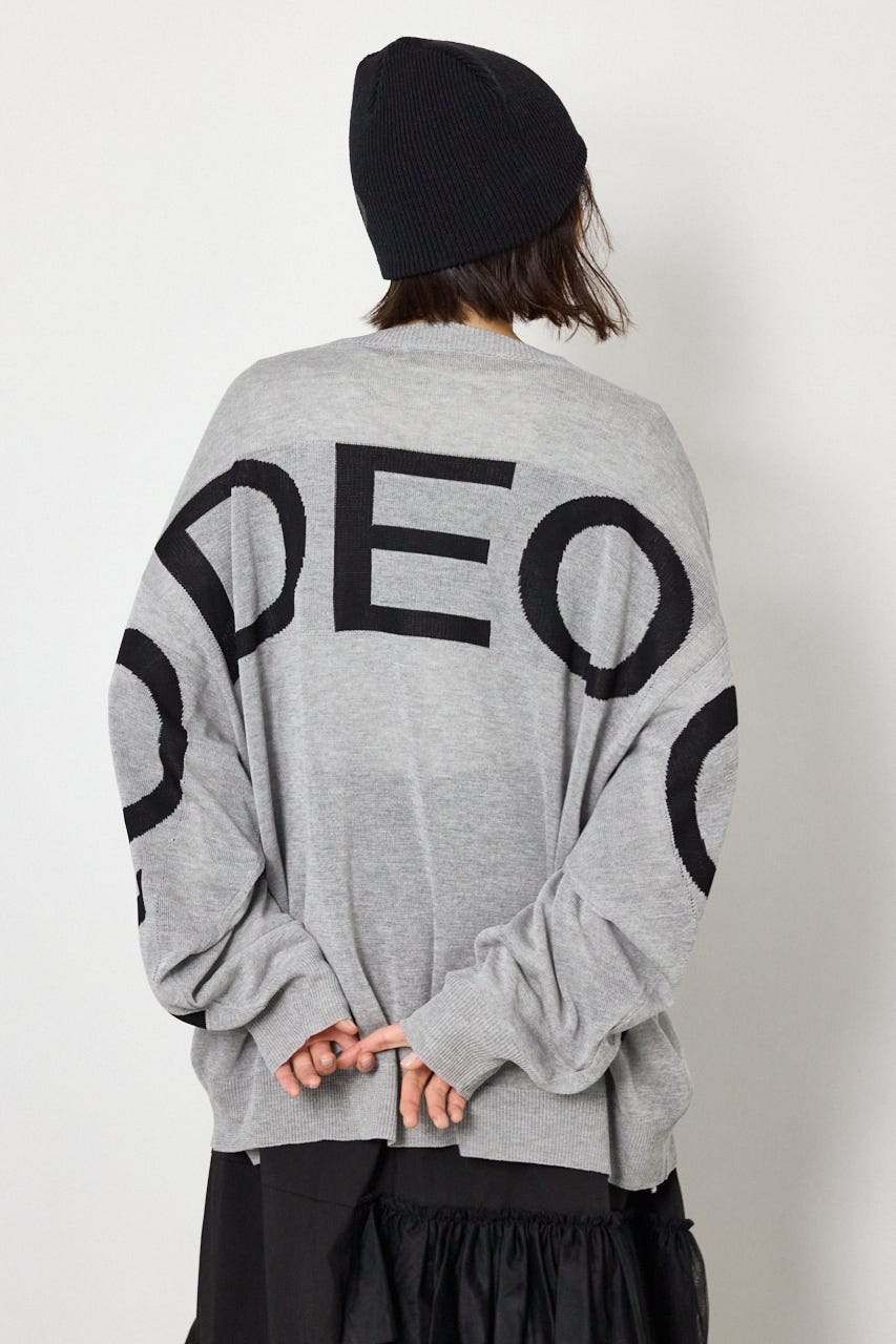 WIDE LOGO ニットカーディガン L/T.GRY FREE
