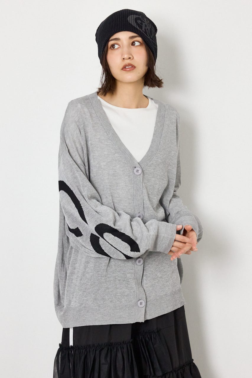 WIDE LOGO ニットカーディガン L/T.GRY FREE