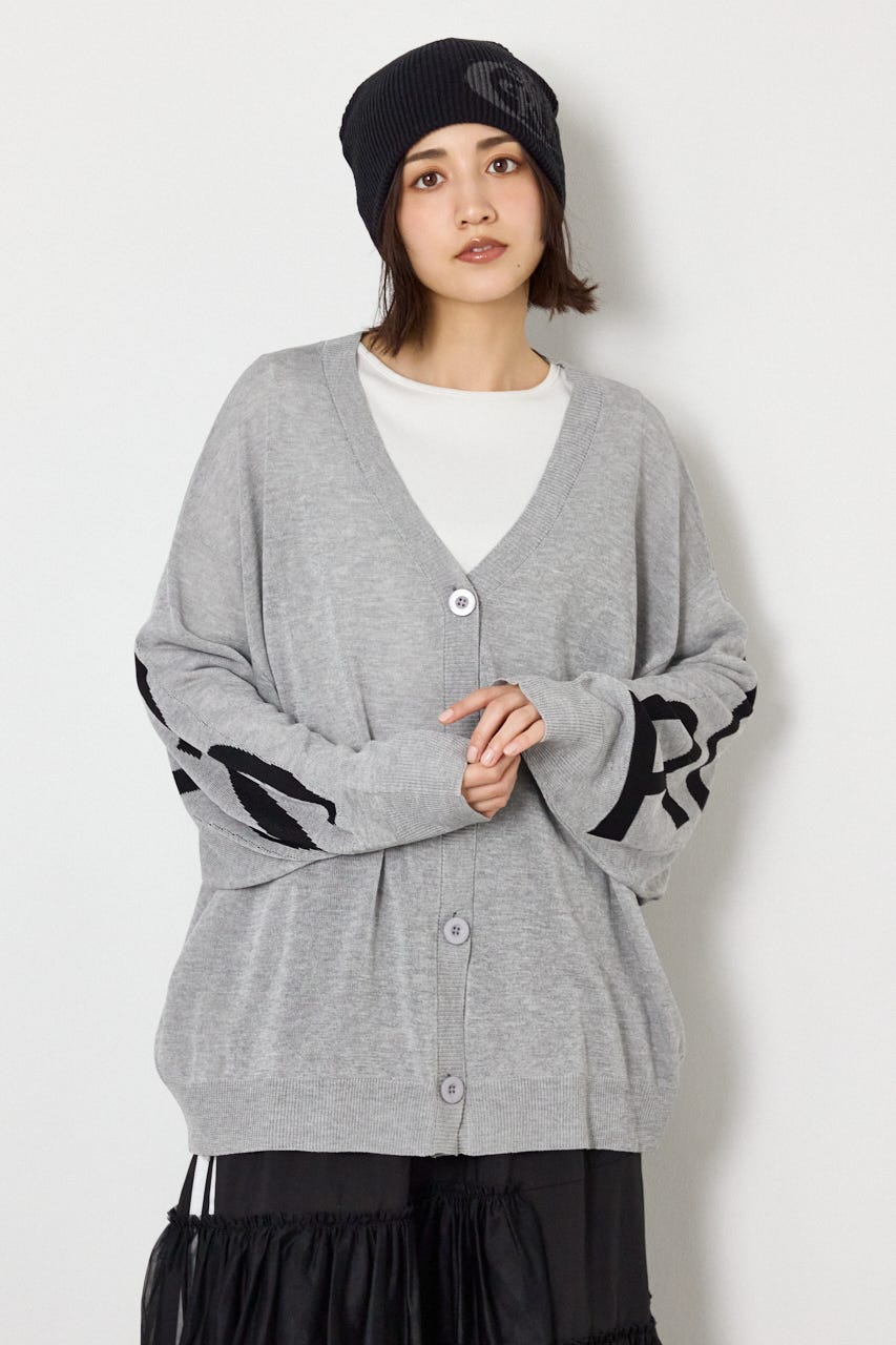 WIDE LOGO ニットカーディガン L/T.GRY FREE