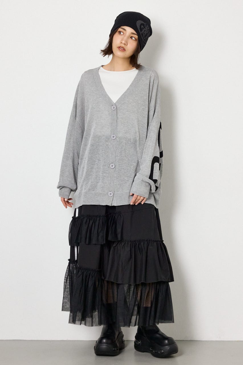 WIDE LOGO ニットカーディガン L/T.GRY FREE