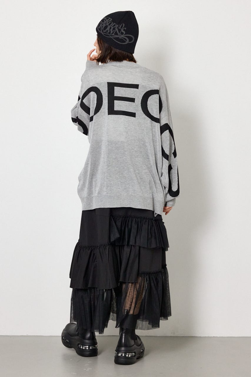 WIDE LOGO ニットカーディガン L/T.GRY FREE