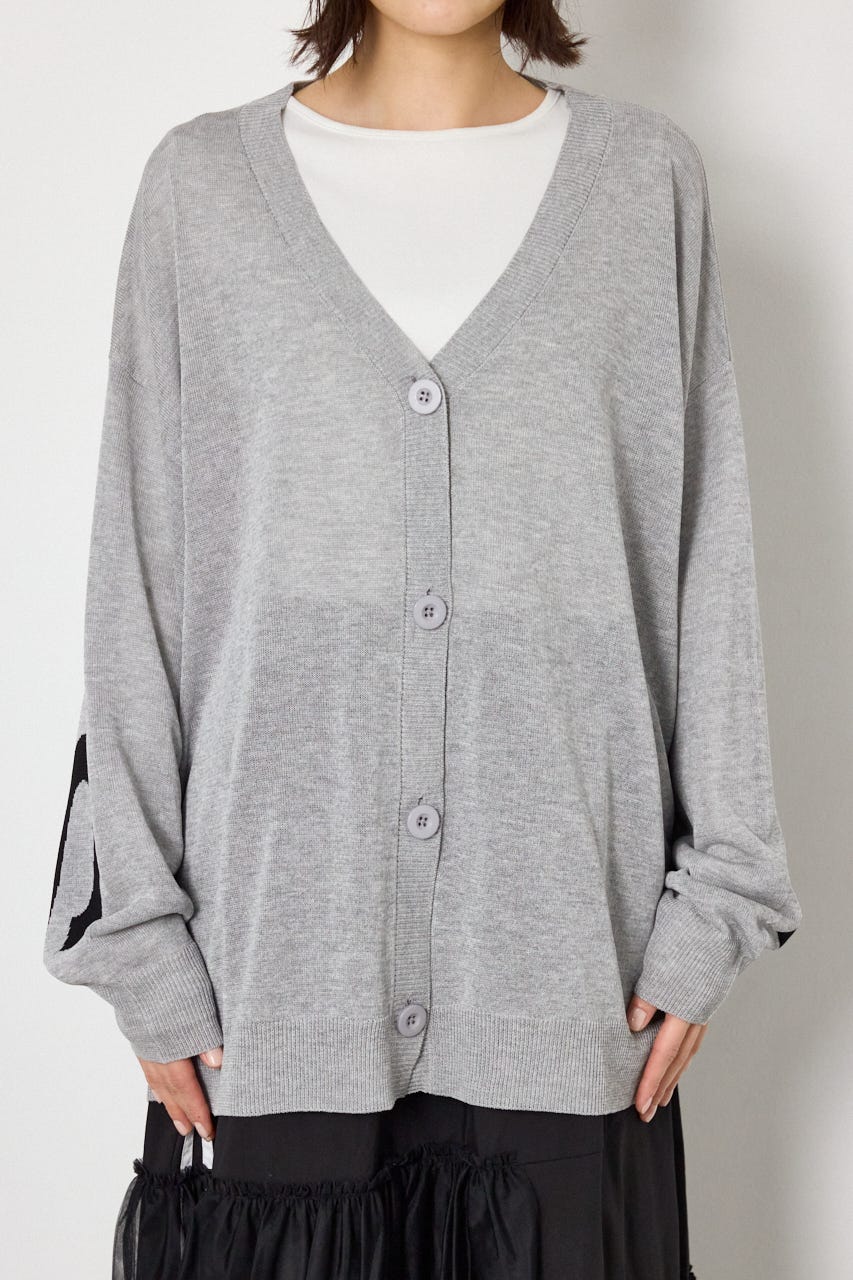 WIDE LOGO ニットカーディガン L/T.GRY FREE