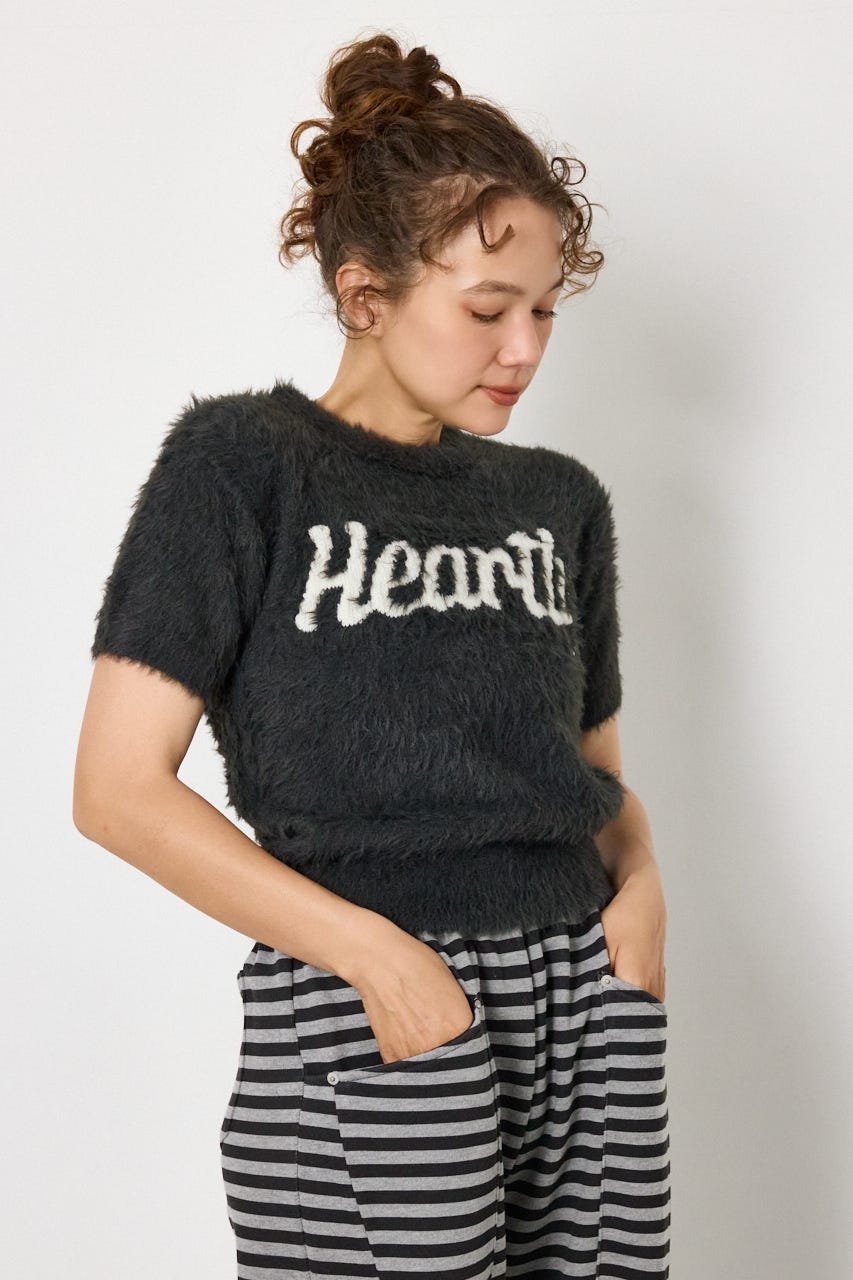 Heartlyシャギー半袖ニット C.GRY FREE
