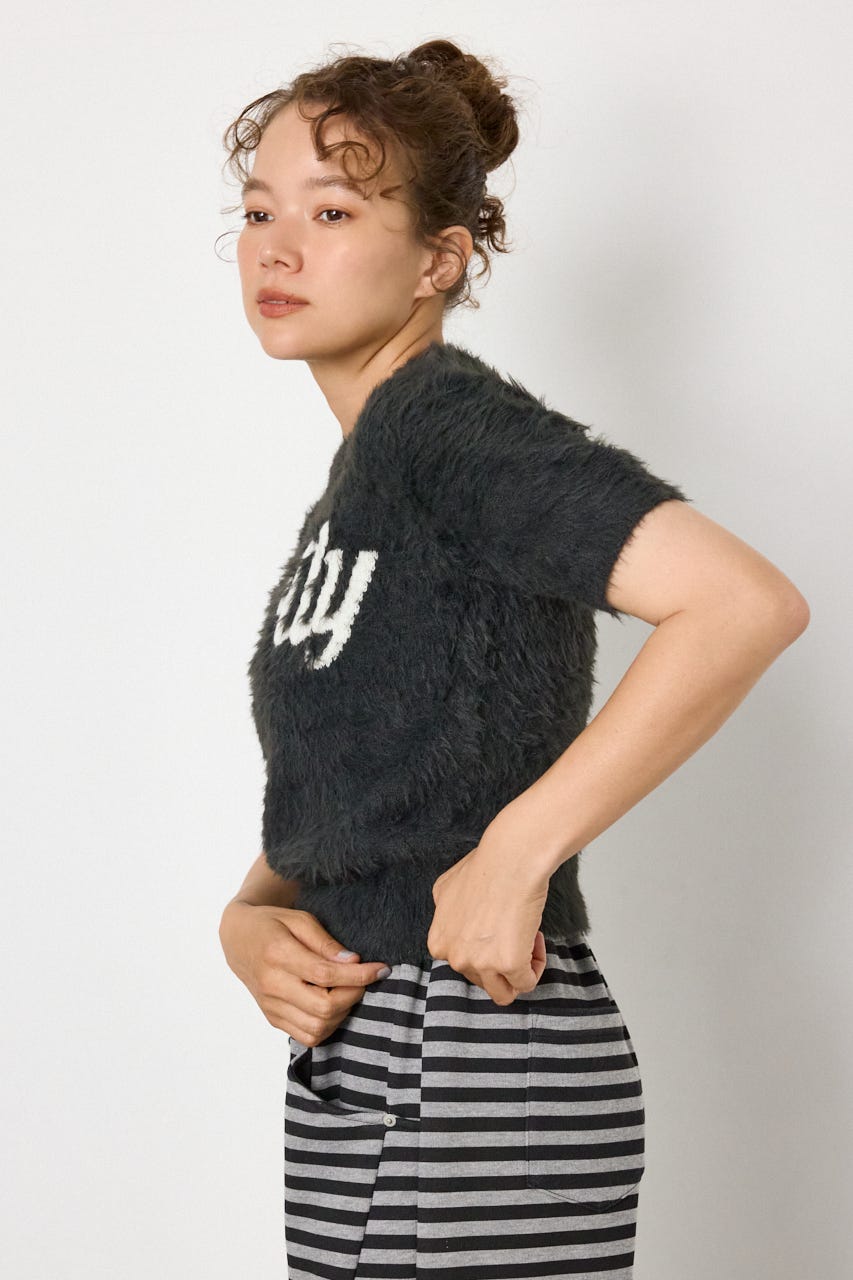 Heartlyシャギー半袖ニット C.GRY FREE
