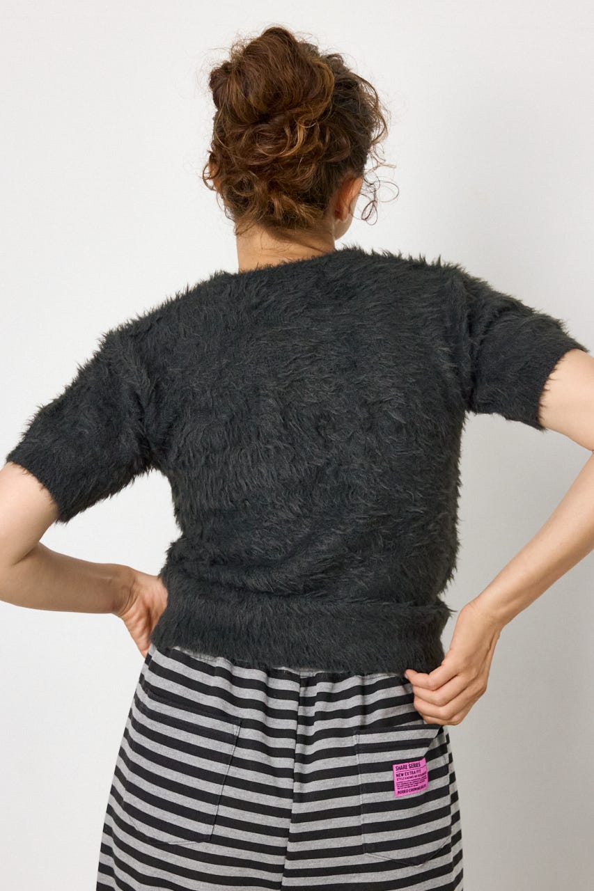 Heartlyシャギー半袖ニット C.GRY FREE